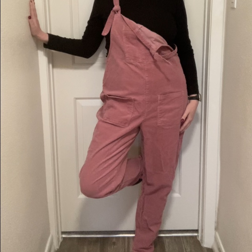 Lucy & Yak Original Dungaree in discontinued Pink Corduroy.